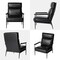 33.75"W Mid-Century Modern Leatherette Armchair With High Back and Padded Arms